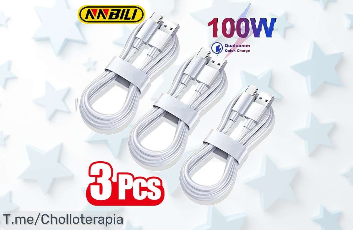 Carga tu smartphone a la velocidad de la luz con nuestro pack de 3 cables USB tipo C, ¡un super chollo que no puedes dejar pasar! Oferta limitada y precio loco.