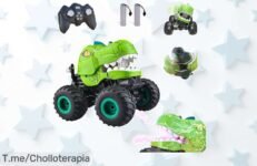 Coche teledirigido dinosaurio con luces y música a un precio loco que no podrás creer, 60 minutos de diversión garantizada ¡Compra ya antes de que se acabe esta oferta única!