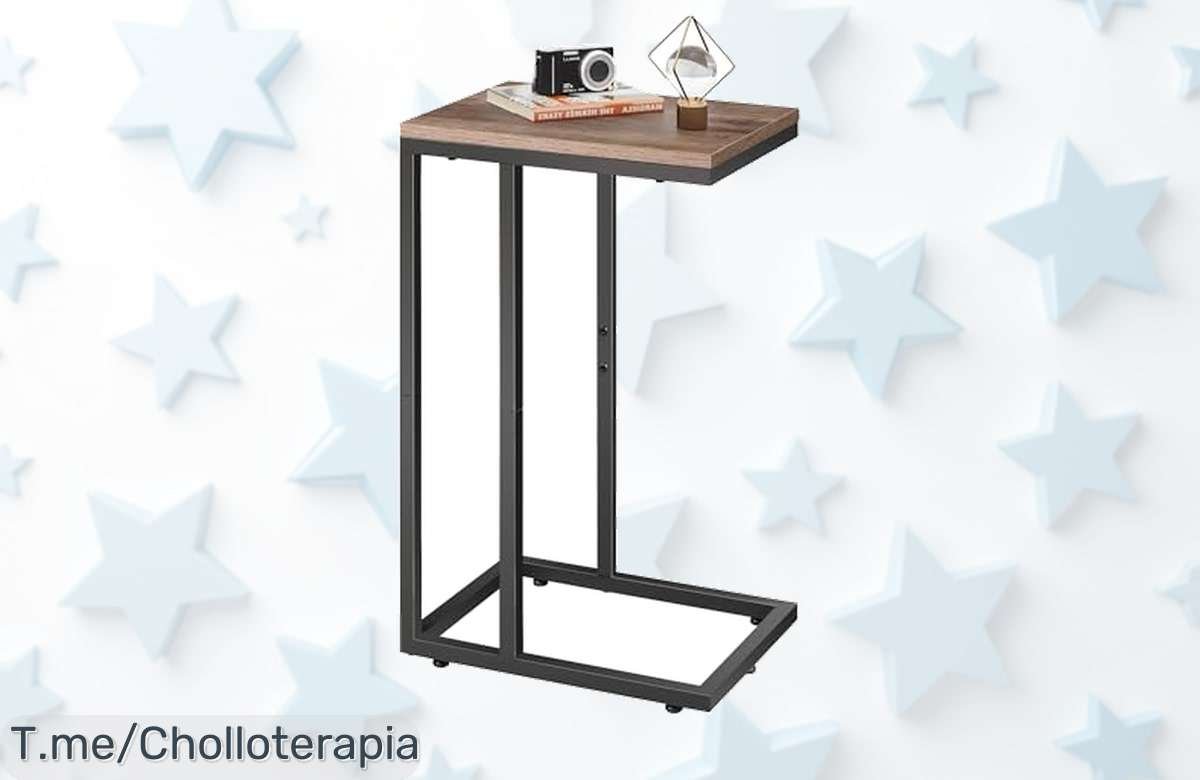 Consigue la mesa auxiliar de tus sueños con estilo industrial y fácil montaje a un precio loco, ¡aprovecha este ofertón antes de que se agote!