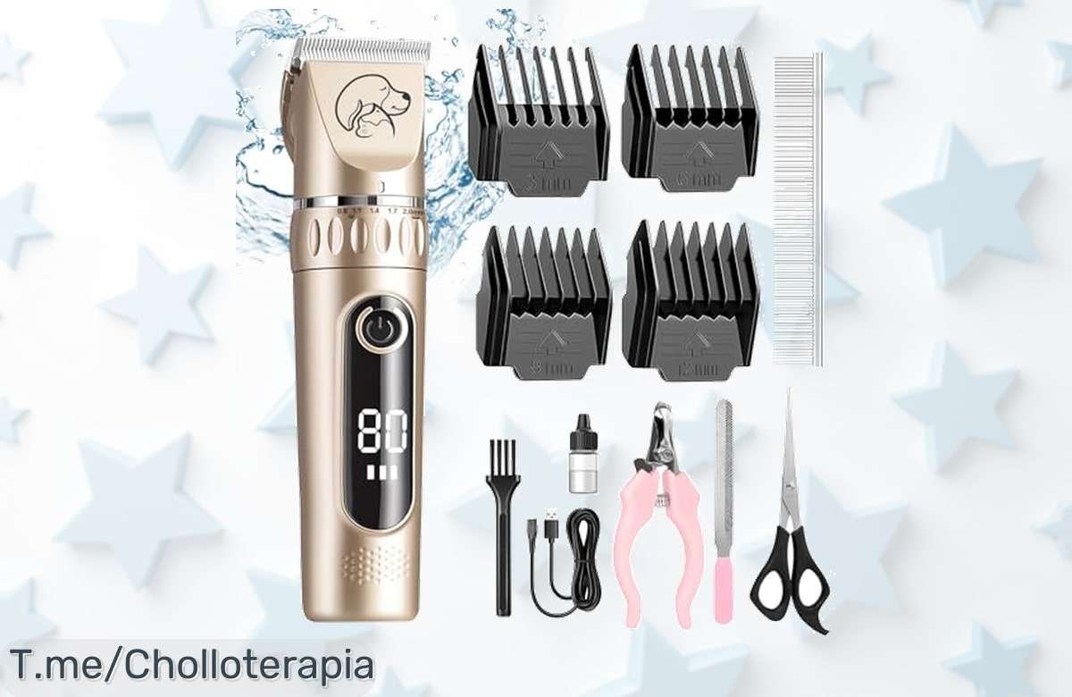 Cortapelos profesional para perros a precio loco: cuchillas de titanio para un corte suave y sin enredos, ¡ofertón por tiempo limitado! Haz feliz a tu peludo ya mismo.