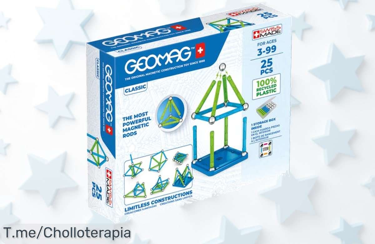 Desata la creatividad de tus peques con Geomag Classic: 25 piezas magnéticas para jugar y aprender. ¡Super chollo educativo, compra ya antes de que se agoten!
