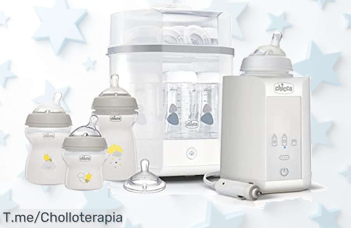 Descubre el Chicco Starter Set: ¡Biberones para todas las edades y un esterilizador que elimina gérmenes! Aprovecha este ofertón antes de que se agote, tu bebé lo merece.