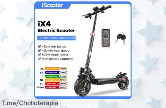 Descubre el IScooter iX4, todoterreno y potente a un precio loco; disfruta de 45km de aventuras ¡Aprovecha esta oferta única antes que se agote!