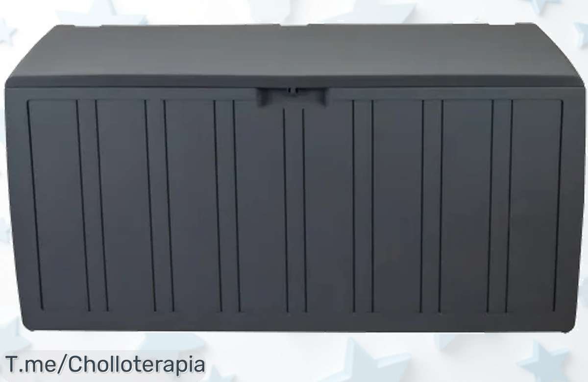 Descubre el baúl de resina negro, el super chollo que necesitas para tu jardín: espacio sorprendente y diseño elegante. ¡No te quedes sin él, compra ya antes de que se agote!