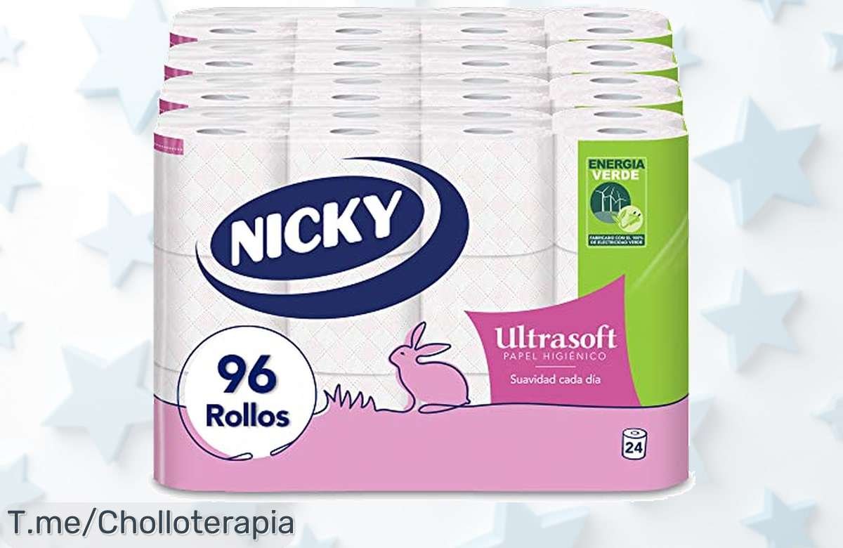 Descubre el chollo del momento con Nicky Ultrasoft: 96 rollos de suavidad y aroma a talco que encantarán tu piel. ¡Aprovecha este ofertón único antes de que se agote!