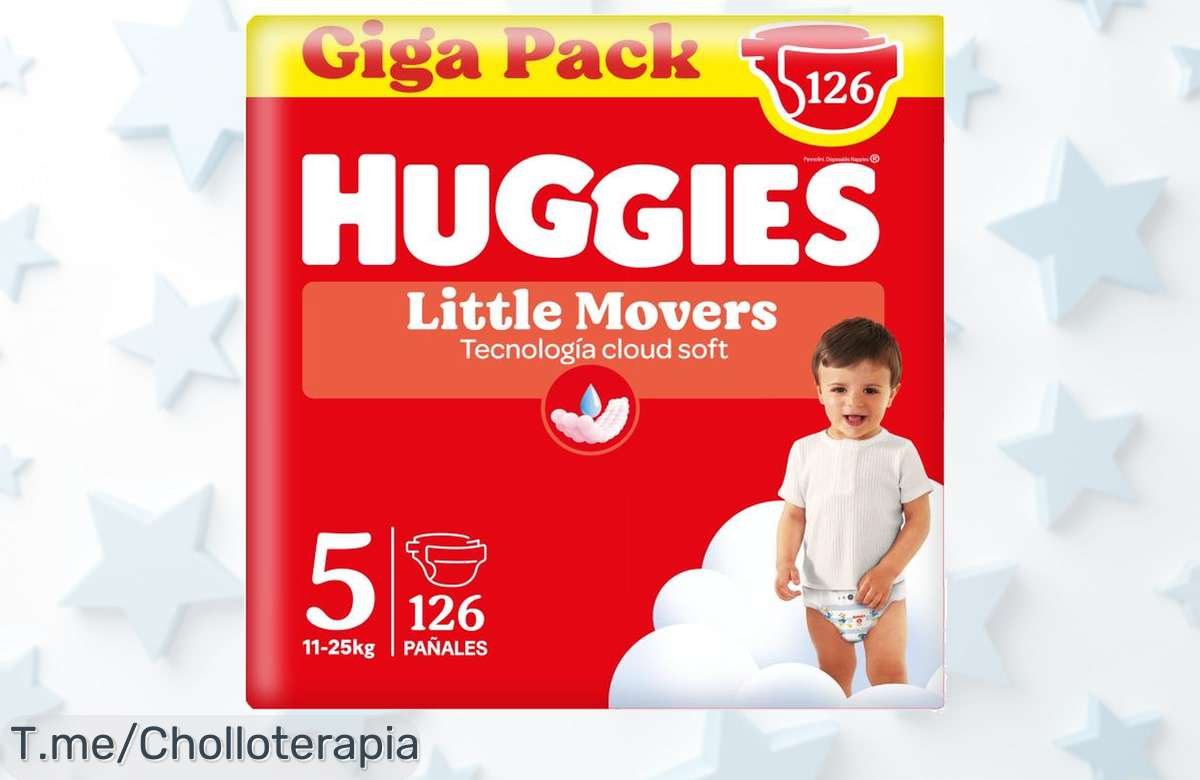 Descubre el ofertón de Huggies Little Movers: pañales ultra cómodos que mantienen a tu bebé seco hasta 12 horas. ¡La felicidad y confort que merece están a solo un clic!