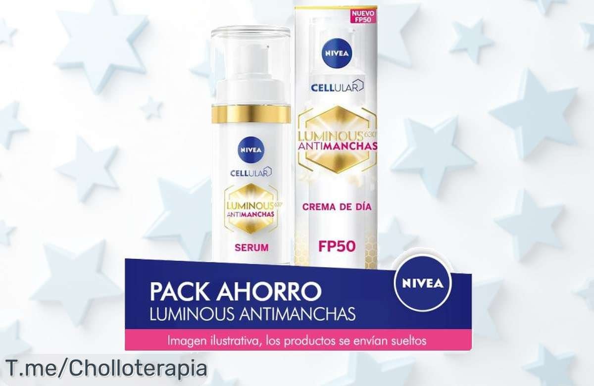 Descubre el pack ahorro NIVEA LUMINOUS con crema y sérum antimanchas, ¡un super chollo que iluminará tu piel! Oferta limitada, compra ahora antes de que se agote.