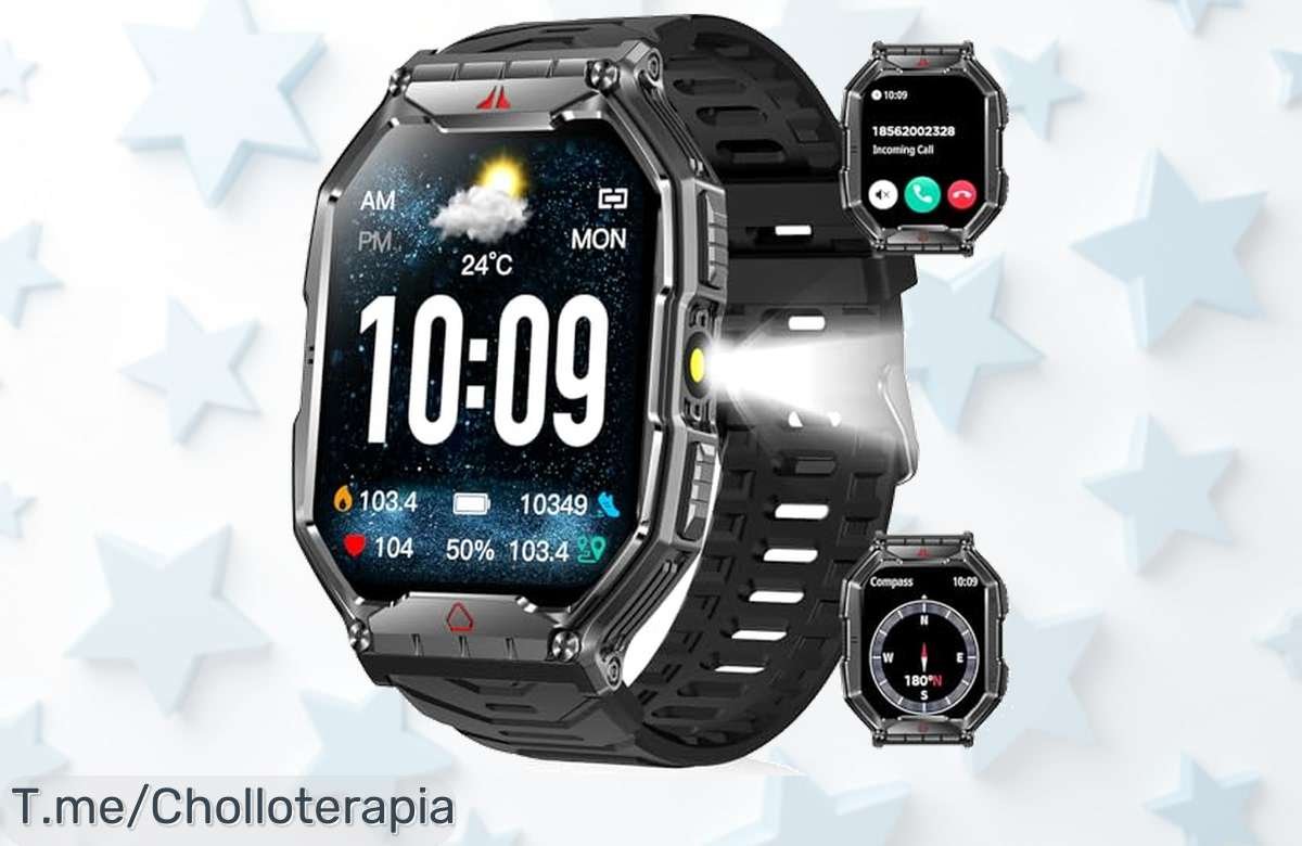 Descubre el reloj inteligente militar que todos desean: batería de 60 días y funciones asombrosas a un precio loco. ¡Aprovecha este ofertón antes de que se acabe!