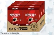 Descubre el sabor auténtico de NESCAFÉ CLASSIC DESCAFEINADO: 60 sobres irresistibles en un super chollo que no podrás dejar pasar ¡Haz tu pedido y disfruta ya!