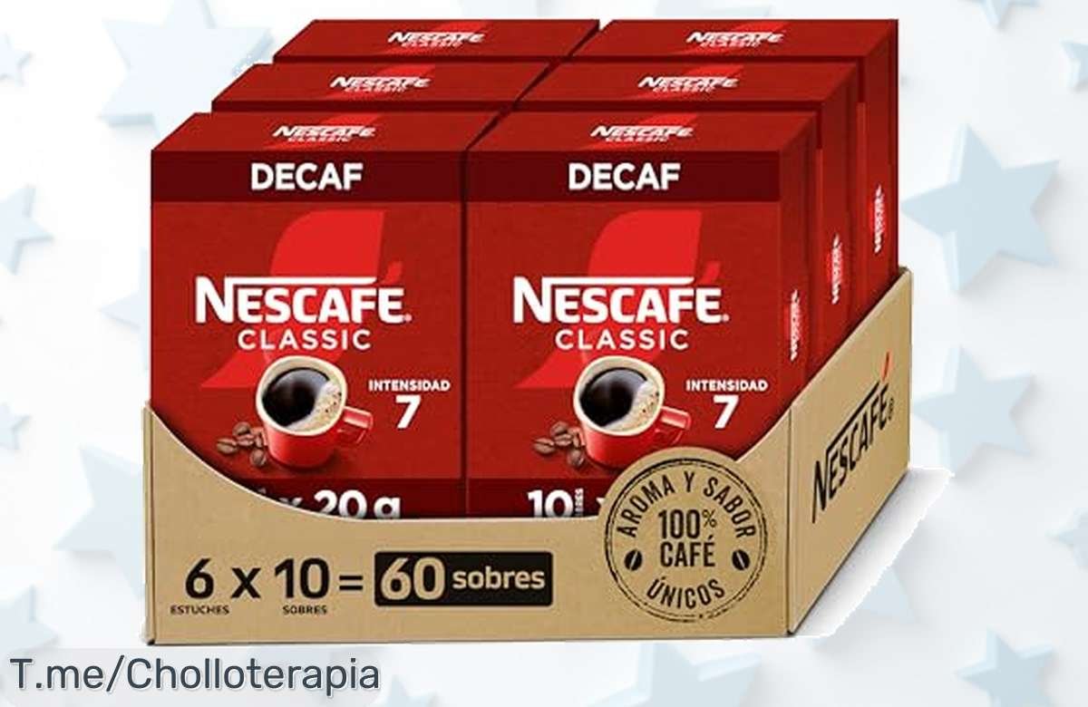 Descubre el sabor auténtico de NESCAFÉ CLASSIC DESCAFEINADO: 60 sobres irresistibles en un super chollo que no podrás dejar pasar. ¡Haz tu pedido y disfruta ya!