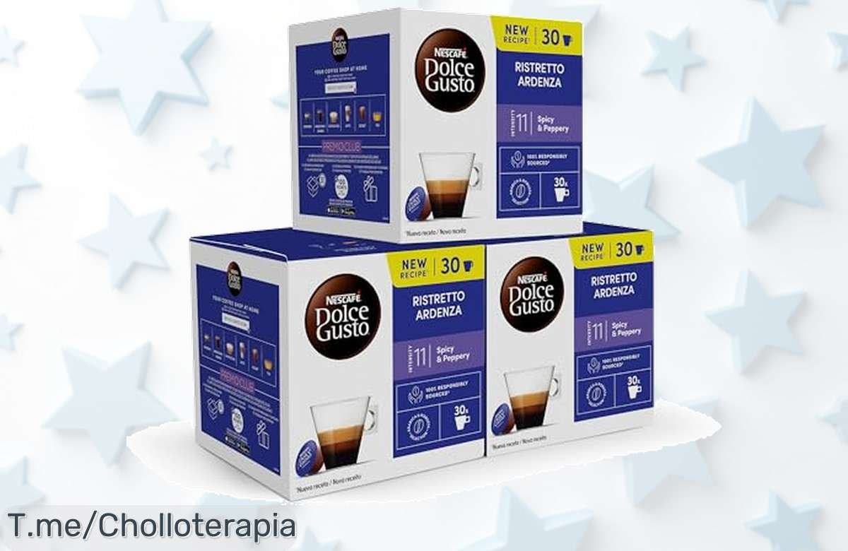 Descubre el sabor único del NESCAFÉ Dolce Gusto Ristretto Ardenza: ¡90 cápsulas intensamente deliciosas a un precio loco! Conviértete en el rey del café, actúa ya antes de que se agote.