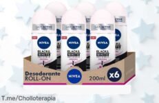 Descubre el super chollo: Pack ahorro NIVEA Black & White Invisible con 6 roll-ons que te mantienen fresca todo el día Oferta exclusiva, ¡corre antes de que se agoten!