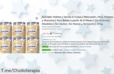 Descubre el super chollo de Nutribén Potitos: ¡4 frutas deliciosas que cuidan a tu bebé! Sin azúcares ni gluten, pura fruta en oferta limitada ¡Compra ya y no te quedes sin ellos!