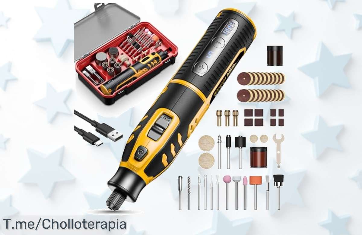 Descubre el super chollo del potente kit de herramientas rotativas 8V con mini amoladora y taladro ¡Resulta en rapidez y control total! No lo dejes pasar, oferta limitada.