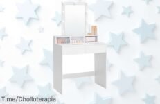 Descubre el tocador VASAGLE con luces LED ajustables y espejo mágico, un super chollo que transformará tu rutina de maquillaje ¡Compra ya antes de que se agote!