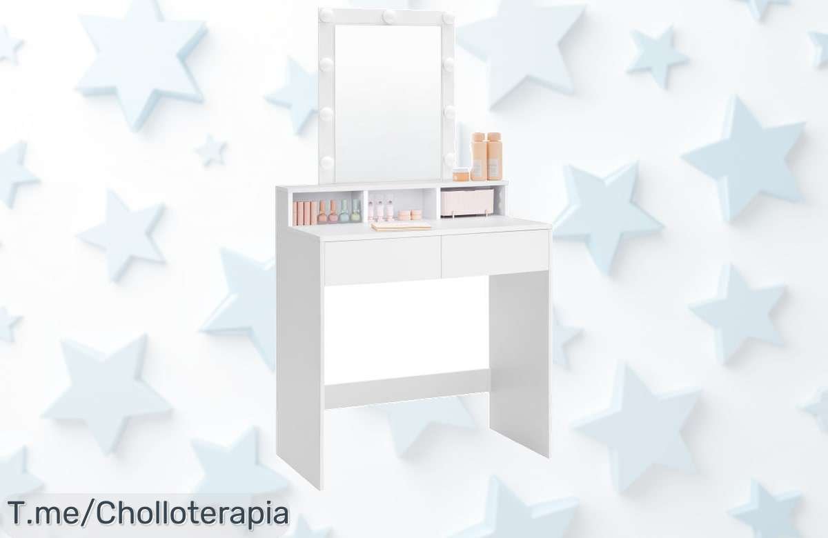 Descubre el tocador VASAGLE con luces LED ajustables y espejo mágico, un super chollo que transformará tu rutina de maquillaje. ¡Compra ya antes de que se agote!
