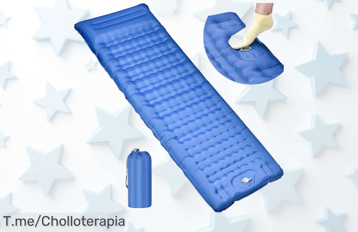 Descubre la Esterilla Camping Autoinflable que te hará dormir como en casa con 12CM de comodidad y lista en solo 60 segundos. ¡No pierdas este super chollo, compra ya!