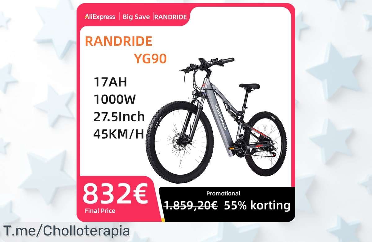 Descubre la Rad Ride: ¡Bicicleta eléctrica de 1000W que vuela a 45 km/h! Super chollo con descuento brutal. Aprovecha esta oferta limitada antes de que se acabe y súbete ya.