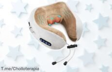 Descubre la almohada de cuello portátil que masajea y calienta tus músculos ¡Siente el relax donde quieras! Aprovecha este ofertón único antes de que se agote