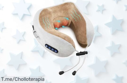 Descubre la almohada de cuello portátil que masajea y calienta tus músculos ¡Siente el relax donde quieras! Aprovecha este ofertón único antes de que se agote