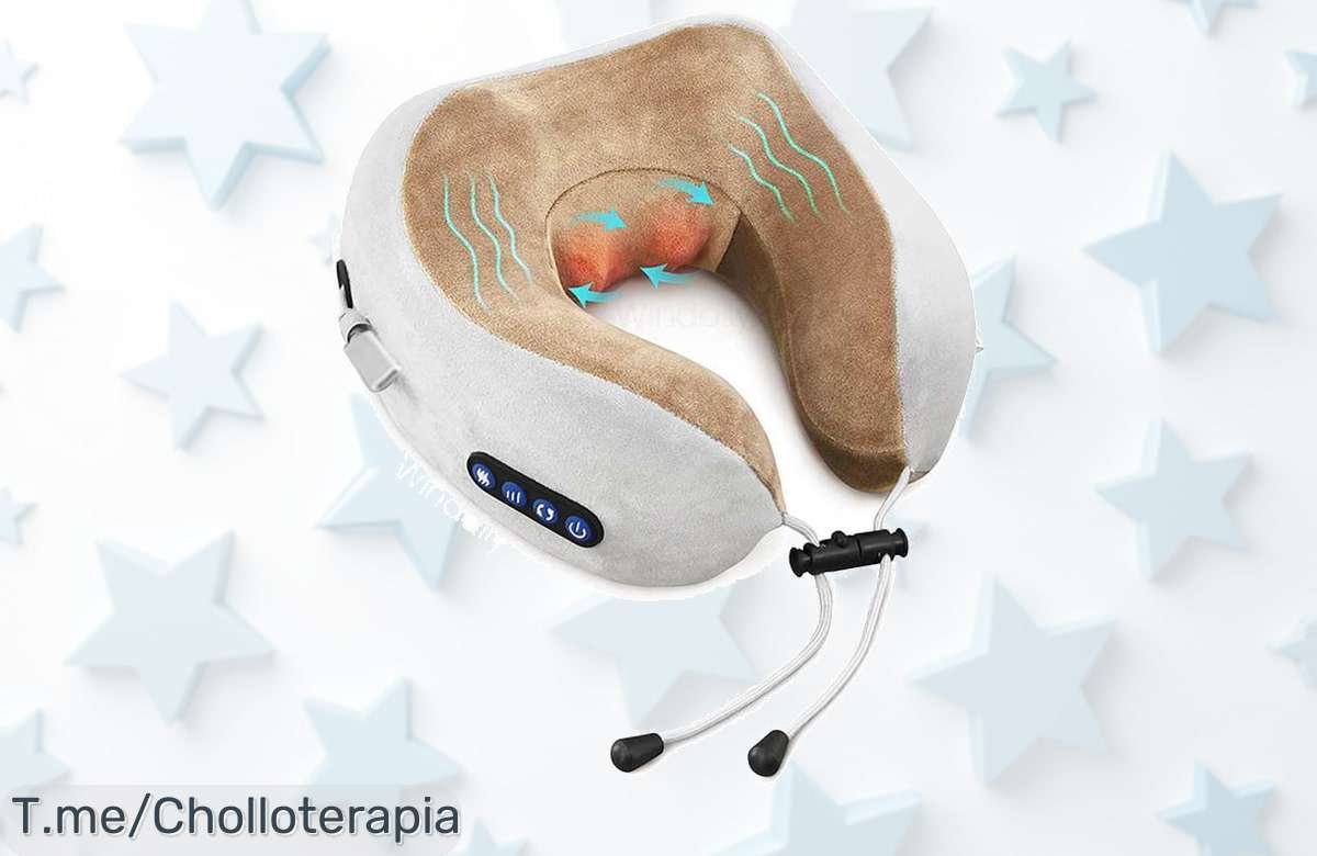 Descubre la almohada de cuello portátil que masajea y calienta tus músculos. ¡Siente el relax donde quieras! Aprovecha este ofertón único antes de que se agote.