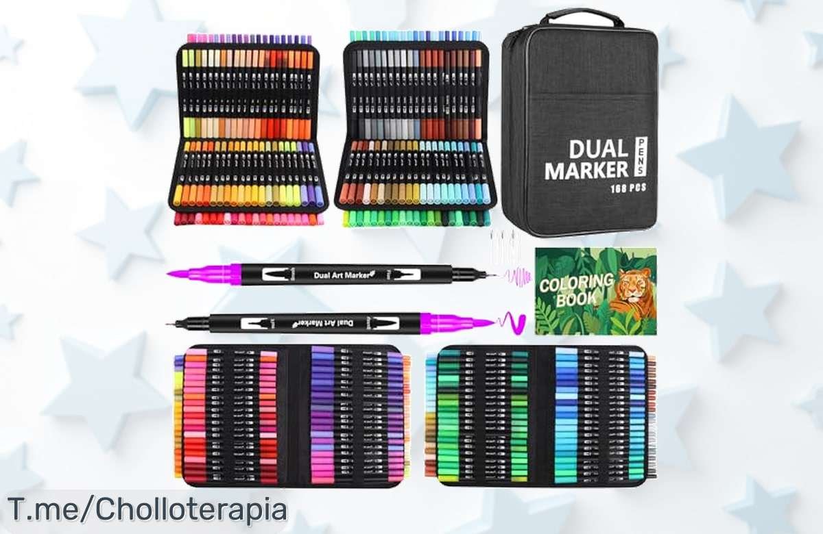 Descubre los rotuladores TrendGate: 168 colores vibrantes y doble punta, ¡una oferta única para soltar tu creatividad! Aprovecha este super chollo antes de que se agoten.
