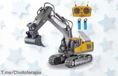 Excavadora Teledirigida a precio loco: ¡Diversión y aprendizaje asegurados con luces, sonidos y dos baterías! No dejes pasar este ofertón, compra ahora antes que se agote