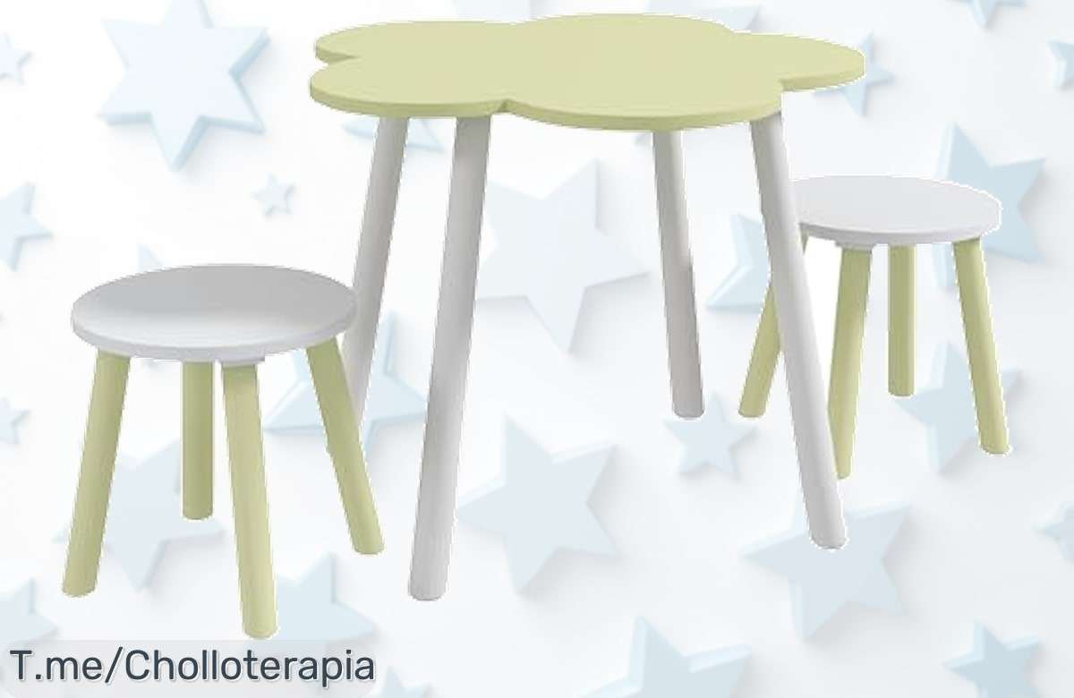 Haz que los juegos de tus peques sean inolvidables con el ZONEKIZ: ¡Mesa y 2 sillas en forma de flores a un precio loco! Diversión asegurada, no te lo pierdas, compra ya antes de que se agote.