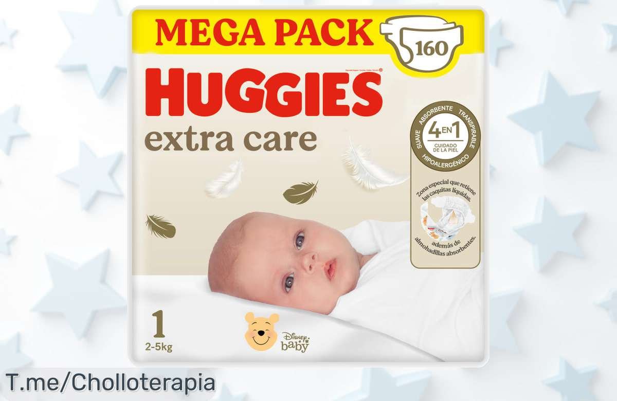 Huggies Extra Care Mega Pack: pañales suaves y confiables, ¡super chollo que tu bebé necesita! Garantiza su felicidad y comodidad. Compra ya antes de que se agoten.