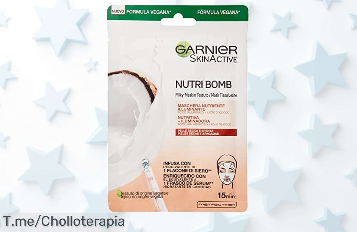 Ilumina tu piel en 15 minutos con la Mascarilla Nutri Bomb de Garnier: hidratación intensa y acabado radiante. ¡No te pierdas este chollazo, compra ya antes que se agote!
