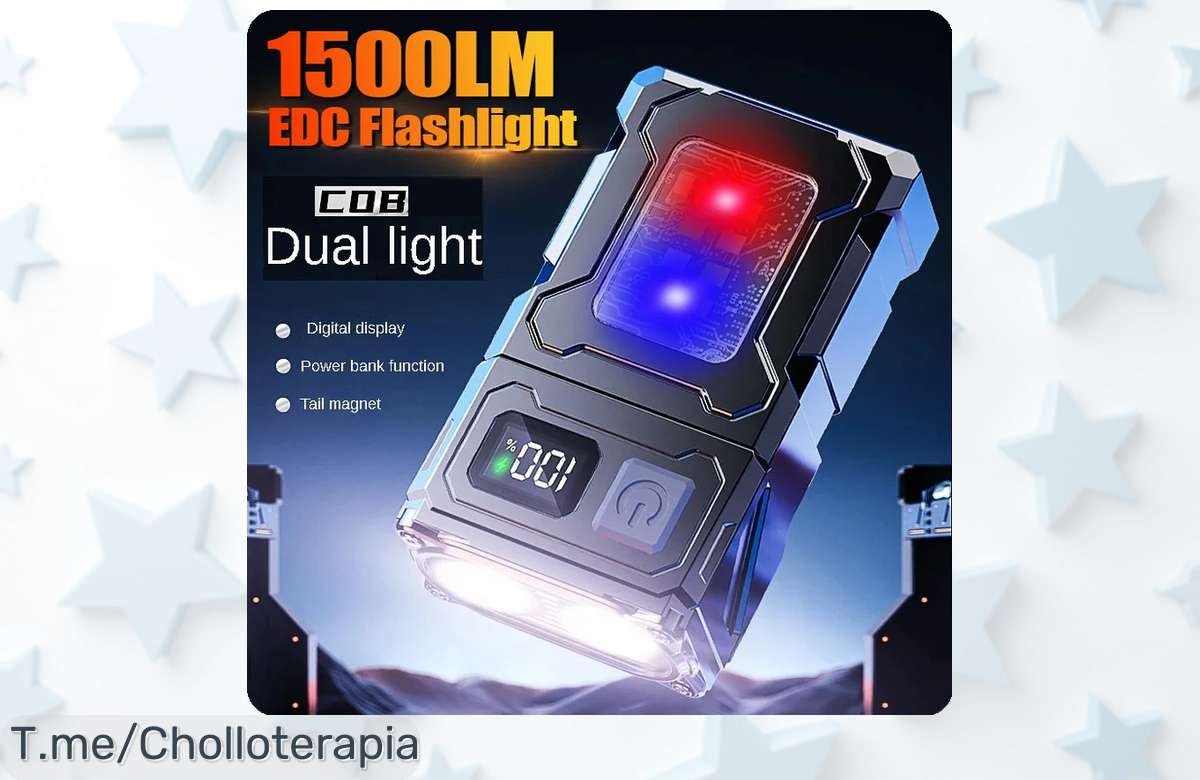 Ilumina tus noches con la mini linterna portátil de 1500 lúmenes, super chollo recargable por USB que no puedes dejar pasar. ¡Consíguela ya antes de que se agote!