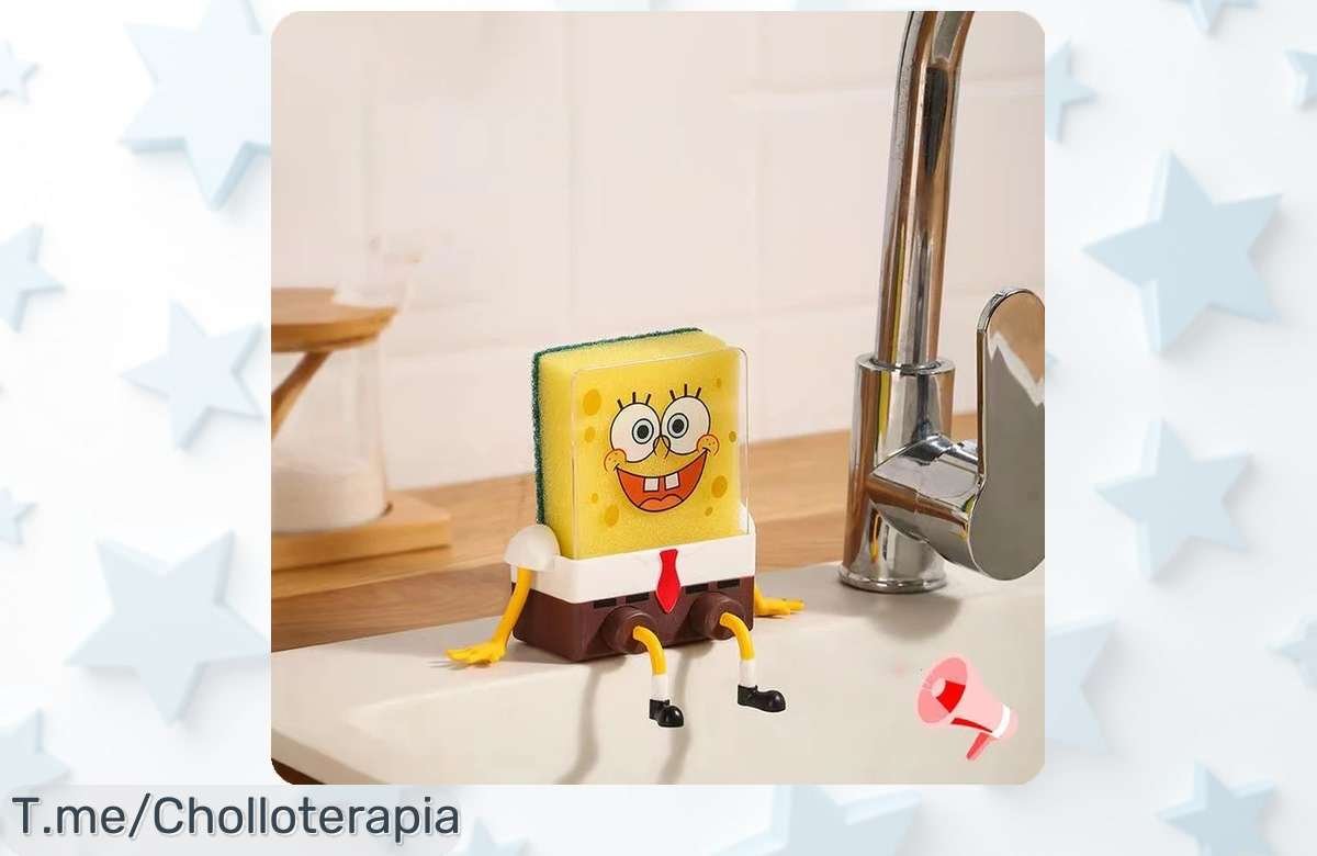 Lava los platos como un campeón con la esponja de Bob Esponja, ¡super chollo que hará sonreír tu cocina! Aprovecha este ofertón por tiempo limitado y no te lo pierdas.