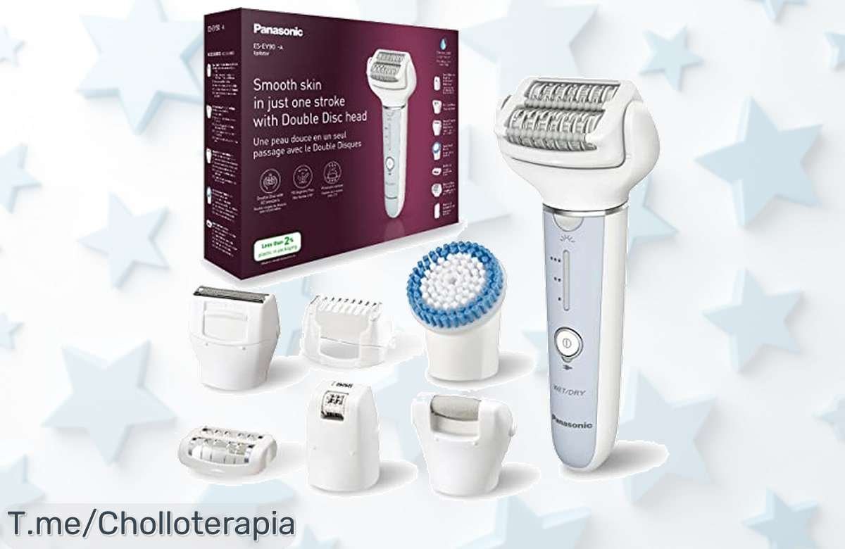 Potencia tu belleza con la depiladora Panasonic: cabezal flexible y 60 pinzas para un acabado impecable. ¡Aprovecha este ofertón antes de que se acabe!
