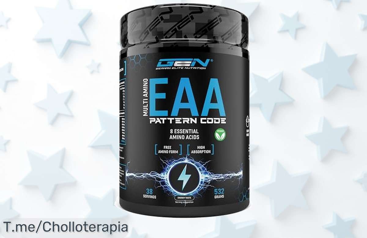 Potencia tus entrenos con el Super Chollo de Polvo EAA: 10 g de aminoácidos esenciales que te darán energía pura. ¡No esperes más, aprovecha este ofertón antes que se agote!