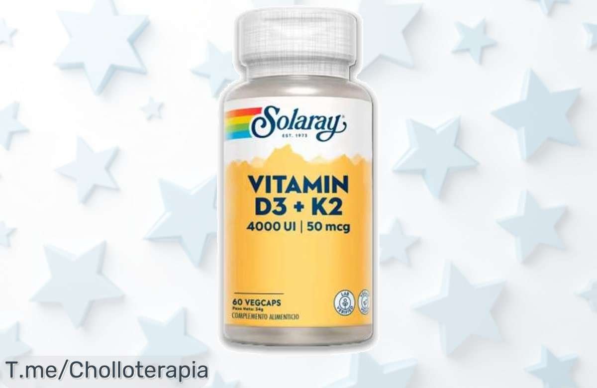 Potente combo Solaray D3 + K2 a precio loco: refuerza tus defensas con 60 vegcaps y siente la energía; ¡aprovecha este ofertón único antes de que se agote!