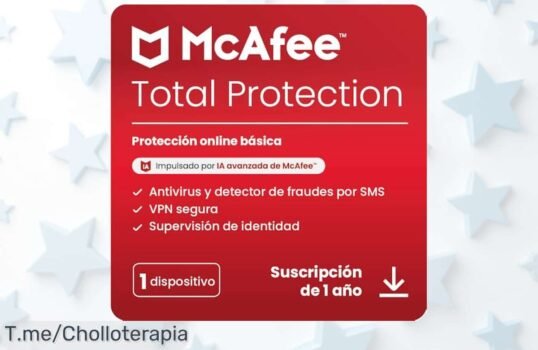 Protege tu mundo digital con McAfee Total Protection: antivirus, VPN y más en un ofertón único a precio loco ¡Hazlo hoy antes de que se agote esta oportunidad!