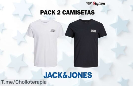 Renueva tu estilo con el pack de 2 camisetas Jack & Jones, ¡un super chollo! Con diseño fresco y cómodo para el verano Aprovecha este ofertón antes que se acabe y compra ya