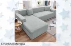 Renueva tu sala con la funda elástica para sofá chaise longue, ¡diseño reversible y un chollazo único! Llévate una funda de almohada gratis ¡Apresúrate antes que se agote!