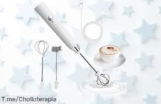 Transforma tu café en un placer único con el espumador de leche USB recargable, ¡disfruta la espuma perfecta al mejor precio loco! No te quedes sin él, oferta limitada