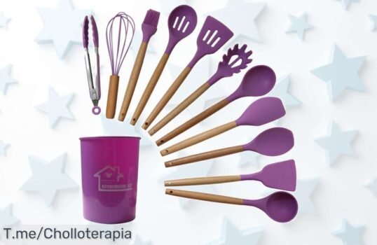 Transforma tu cocina con este set de utensilios de silicona y madera, ¡un ofertón único! Cocina fácil y divertido, no te pierdas esta oferta limitada a precio loco
