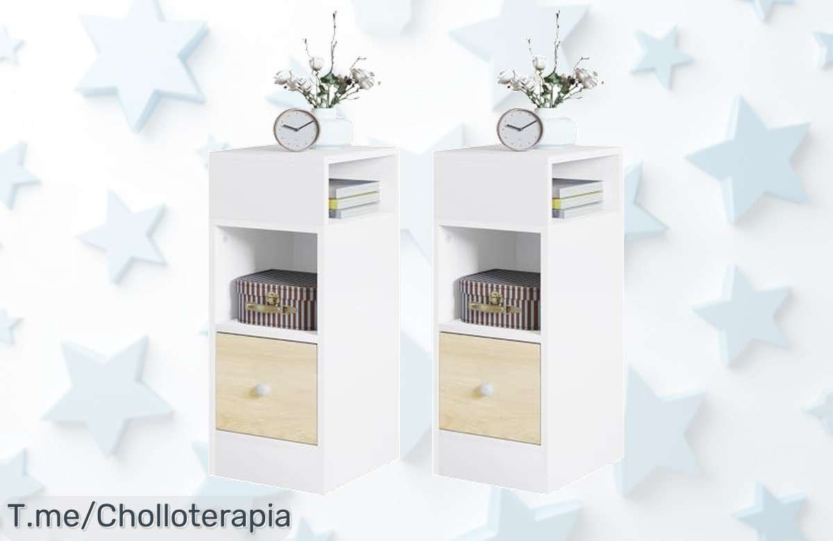 Transforma tu dormitorio con nuestro pack de Mesitas de Noche: diseño compacto y duradero para un hogar único. Aprovecha este super chollo antes que se agote ¡Actúa ya!