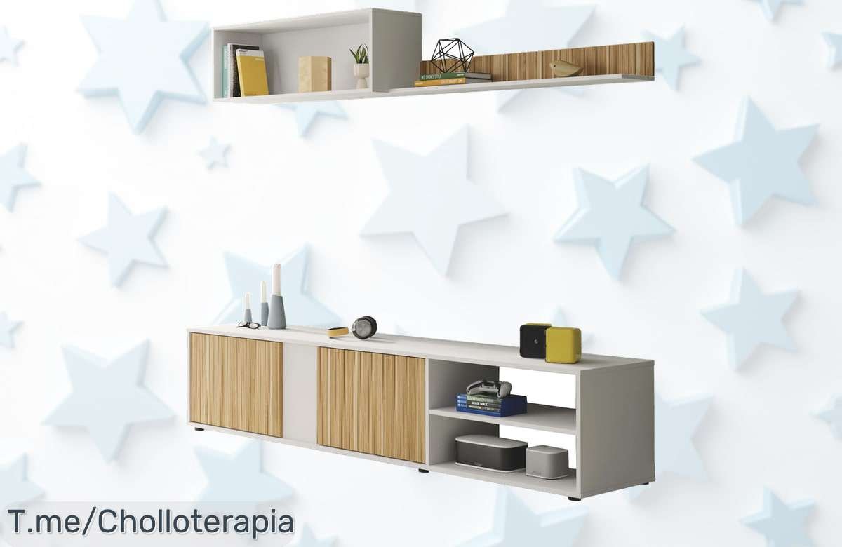 Transforma tu hogar con el Mueble de Salón Ecco en blanco y roble natural, un super chollo que hará lucir espectacular tu espacio. ¡Compra ya antes de que desaparezca!