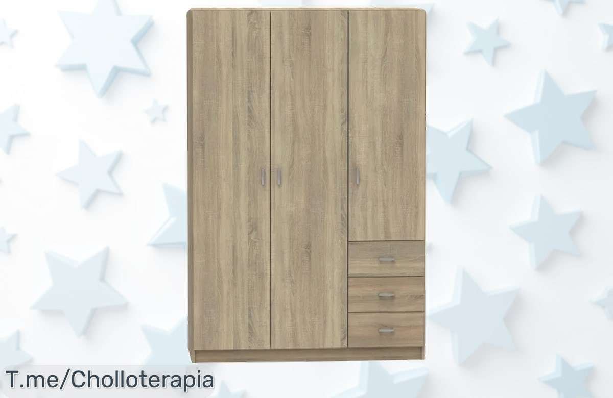 Transforma tu hogar con el armario de tus sueños: 3 puertas y 3 cajones en roble, ¡un super chollo a un precio de ganga! Oferta única limitada, hazlo tuyo ahora.
