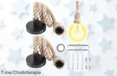 Transforma tu hogar con lámparas de cuerda de cáñamo, instalación fácil y un toque vintage que nunca has visto; aprovecha este ofertón antes que se agoten