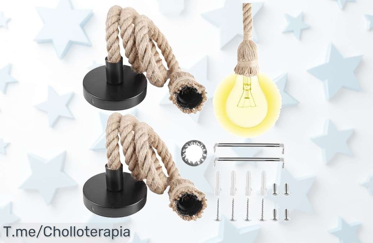 Transforma tu hogar con lámparas de cuerda de cáñamo, instalación fácil y un toque vintage que nunca has visto; aprovecha este ofertón antes que se agoten.