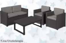 Transforma tu jardín con el mueble Keter: 2 sillas, un sofá y una mesa en un super chollo ¡No pierdas esta oferta única y disfruta al aire libre ya!