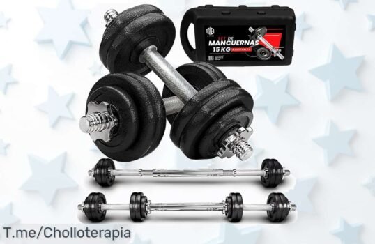 Transforma tu rutina con ManiBoom: mancuerna ajustable hasta 50kg y pesas antideslizantes a un precio loco ¡Aprovecha el ofertón antes de que se agote!
