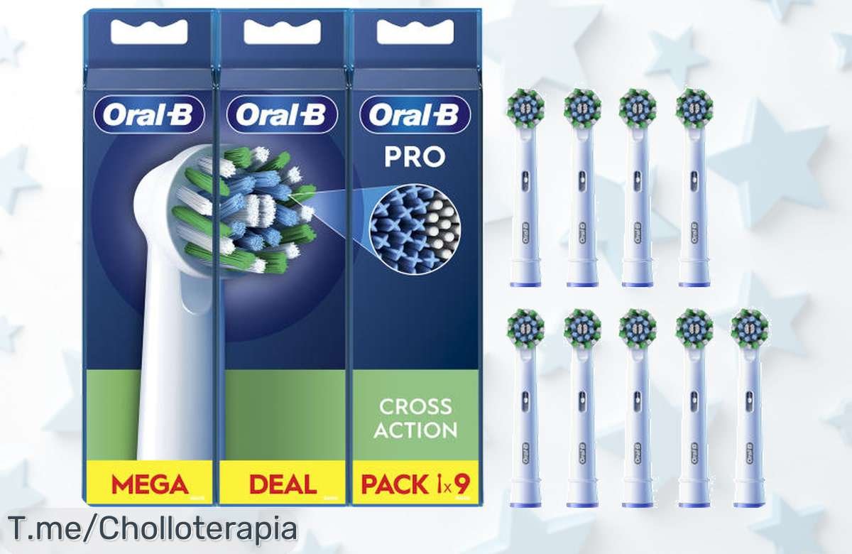 Transforma tu sonrisa con 9 cabezales Oral-B Pro CrossAction a un precio loco, limpieza profunda garantizada. ¡Compra ya y no dejes pasar este chollo único!