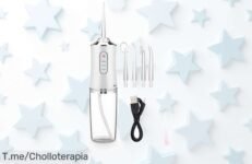 Transforma tu sonrisa con el Irrigador Dental De Viaje, una joya portátil que elimina hasta el último rincón de alimento ¡No te pierdas este super chollo antes de que se agote!