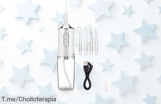 Transforma tu sonrisa con el Irrigador Dental De Viaje, una joya portátil que elimina hasta el último rincón de alimento ¡No te pierdas este super chollo antes de que se agote!